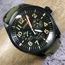 Relógio solar Citizen Eco Drive masculino 8729-S151258 data dia náilon militar 7 3/4" comprar usado  Enviando para Brazil