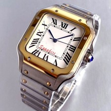 Dwukolorowe 38mm Szafirowe szkło kryształowe Luksusowe męskie białe automatyczne zegarki NH35 na sprzedaż  Wysyłka do Poland