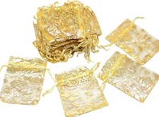 100 peças sacolas de presente de organza 2,7x3,5 polegadas bolsas de cordão transparentes douradas para casamento comprar usado  Enviando para Brazil