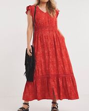 Usado, EX Vestido Maxi Joe Marrom Vermelho Estampado Renda Tamanhos 16 18 20 22 24 26 28 RRP £65 comprar usado  Enviando para Brazil