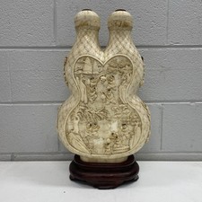 Usado, ORIGINAL ORIENTAL ASIAN VINTAGE MID CENTURY BONE STYLE VASE CARVING PAIR CAFE comprar usado  Enviando para Brazil