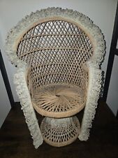 Vintage Mini Ventilador Pavão de Vime Cadeira de Rattan Suporte para Plantas Decoração Boho 16” comprar usado  Enviando para Brazil