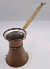 Cafeteira turca vintage bronze cobre pequena ornamentada com cabo fogão comprar usado  Enviando para Brazil