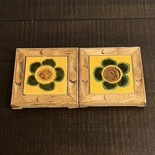 Rebites vintage de madeira com moldura de cerâmica feitos na Espanha vitrocerâmica, usado comprar usado  Enviando para Brazil