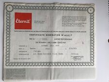 Certificato azionario eternit usato  Angera