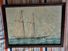 Aquarelle marine xixème d'occasion Aquarelle marine xixème d'occasion  Mougins