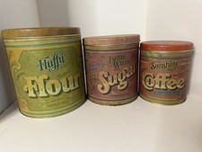 Usado, Conjunto de 3 tampas de latas vintage balão farinha açúcar café ninho comprar usado  Enviando para Brazil