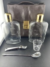 Vintage Mad Man Couro ?Caixa Mini Bar de Viagem Portátil com Frascos e Vidro Shot comprar usado  Enviando para Brazil
