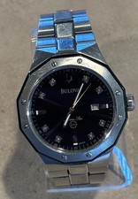 Usado, Relógio preto masculino Bulova 98D103 - Conjunto manual real DIAMANTES quartzo inoxidável comprar usado  Enviando para Brazil