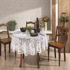 Toalha de mesa de renda redonda de 60 polegadas com design floral. 2 cores - Branco e cru/bege comprar usado  Enviando para Brazil