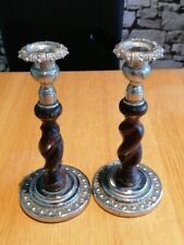 pair wooden barleytwist candlesticks for sale  BOURNEMOUTH