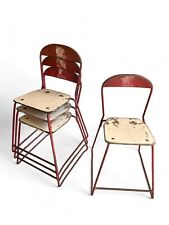 Conjunto de cadeiras escolares industriais vintage para jardim de infância infantil X4 aço empilhável década de 1940 comprar usado  Enviando para Brazil