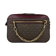 Autêntica bolsa de ombro tiracolo Michael Kors marrom/borgonha PVC/couro - z5346 comprar usado  Enviando para Brazil