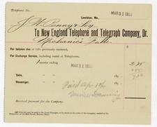 Billete de teléfono y telégrafo de Nueva Inglaterra de 1899 - Mechanic’s Falls, firmado por Maine segunda mano  Embacar hacia Mexico