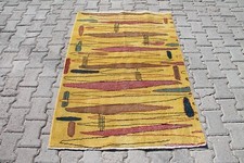 Tapete turco feito à mão 3x5 pés, vermelho e amarelo vintage boho abstrato acento comprar usado  Enviando para Brazil