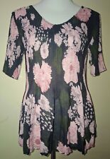 Mini cachecol mágico pregas preto com estampa floral rosa manga 3/4 1 tamanho blusa transparente comprar usado  Enviando para Brazil