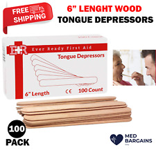 Depressores de língua de madeira Ever Ready primeiros socorros médicos 6" adultos crianças - 100CT comprar usado  Enviando para Brazil