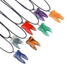Colar de dentes femininos de pedra preciosa feito à mão pingente de dentes desejados chakra de cura, usado comprar usado  Enviando para Brazil