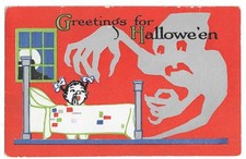 Cartão postal de Halloween Pink Perfection Fairman Co. menina rezando cabeceira comprar usado  Enviando para Brazil