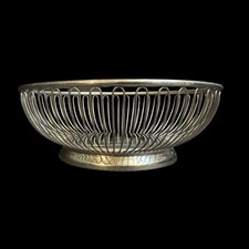 Antiga cesta de pão de arame feita na Itália Alessi Alfra tigela de frutas aço inoxidável 8"", usado comprar usado  Enviando para Brazil