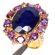 Aquecido 12 X 17 mm. Anel de prata esterlina 925 safira azul, ametista e zircão comprar usado  Enviando para Brazil
