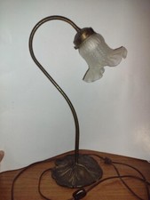 Abajur vintage L&L WMC latão lilly pad pescoço de ganso mesa mesa vidro fosco 14,5" comprar usado  Enviando para Brazil