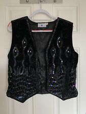 Black sparkly waistcoat for sale  PRESCOT