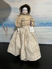 Muñeca antigua Bawo and Dotter China Flattop 15 pulgadas, años 1880, ropa antigua segunda mano  Embacar hacia Mexico