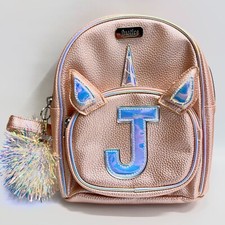 Mochila Justice Unicorn mini 10x8" letra J rosa ouro brilhante pom-pom comprar usado  Enviando para Brazil