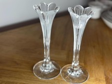 Par Vintage de Vasos de Cristal Bud Vasos de Flores Trompete Pétala Transparente e Fosco comprar usado  Enviando para Brazil