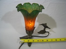 Abajur de mesa Art Nouveau lírio de vidro beija-flor bronze acento decorativo para casa comprar usado  Enviando para Brazil