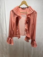 Usado, Blusa Zara Feminina Tamanho S Rosa Plissada Flowy Babado Manga Longa Botão-Up Top comprar usado  Enviando para Brazil