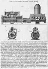 Bomba de vapor de ação direta Walker's antiga impressão de engenharia 1875, usado comprar usado  Enviando para Brazil