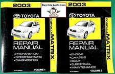 Usado, 2003 Toyota Corolla Matrix Factory Shop Manual de Serviço de Reparo Conjunto de 2 Vol comprar usado  Enviando para Brazil