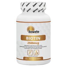 Comprimidos de biotina (vitamina B7) 2500mcg – Suporte para cabelo, pele e unhas – Sowelo comprar usado  Enviando para Brazil