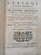 Lezioni sacre e morali del profeta Giobbe di A. M. Guicciardi -Venezia 1741 na sprzedaż  Wysyłka do Poland