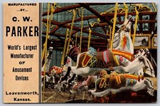 Cartão postal C W Parker dispositivos de diversão Leavenworth KS carrossel publicitário V199 comprar usado  Enviando para Brazil