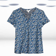 Blusa de verão feminina Ex Seasalt manga curta algodão orgânico azul Ditsy floral comprar usado  Enviando para Brazil
