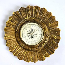 Barômetro holostérico francês antigo PNHB Sunburst madeira dourada cerca de 1900 funcionando, usado comprar usado  Enviando para Brazil