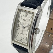 Relógio Guess Steel Tank Feminino 20mm Tom Prata Couro Preto WR Nova Bateria 7,5", usado comprar usado  Enviando para Brazil