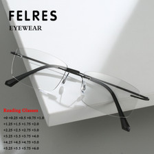 Gafas de lectura unisex sin montura de metal azul con bloqueo de luz gafas clásicas retro segunda mano  Embacar hacia Mexico