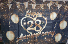 Usado, Decorações de fundo de banner feliz 28º aniversário ouro preto comprar usado  Enviando para Brazil