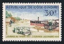 Usado, Costa do Marfim 227, MNH. Michel 282. Dia do selo 1965. Correio de descarga, barco. comprar usado  Enviando para Brazil