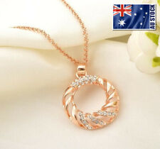 Colar pingente da moda anel da sorte folheado a ouro rosa 18K com cristal SWAROVSKI comprar usado  Enviando para Brazil