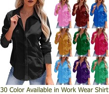 Blusa feminina de algodão manga comprida com colarinho trabalho escritório blusa top comprar usado  Enviando para Brazil