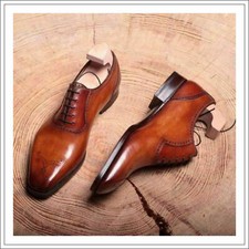 Sapato Masculino Couro Marrom Oxford Brogue com Cadarço Vestido Formal Bota Casual comprar usado  Enviando para Brazil