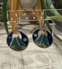 Brincos pendurados redondos vintage prata tom pedra incrustada floresta lua México comprar usado  Enviando para Brazil