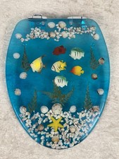 Tampa de assento de vaso sanitário acrílico Lucite Fish aquário somente oceano marinho oblongo comprar usado  Enviando para Brazil