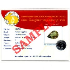 Relatório breve de laboratório gemológico GLC Chanthaburi com foto x1 (serviço), usado comprar usado  Enviando para Brazil