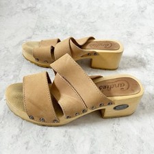 Sandálias tamanco plataforma madeira couro doces vintage anos 90 y2k 7,5 hippie comprar usado  Enviando para Brazil
